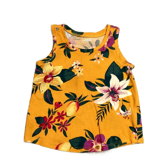 2T Girls Old Navy Yellow Tropical Flower Tank Top
