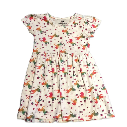 2T Girls Miss Pink White Rainbow Unicorn Dress