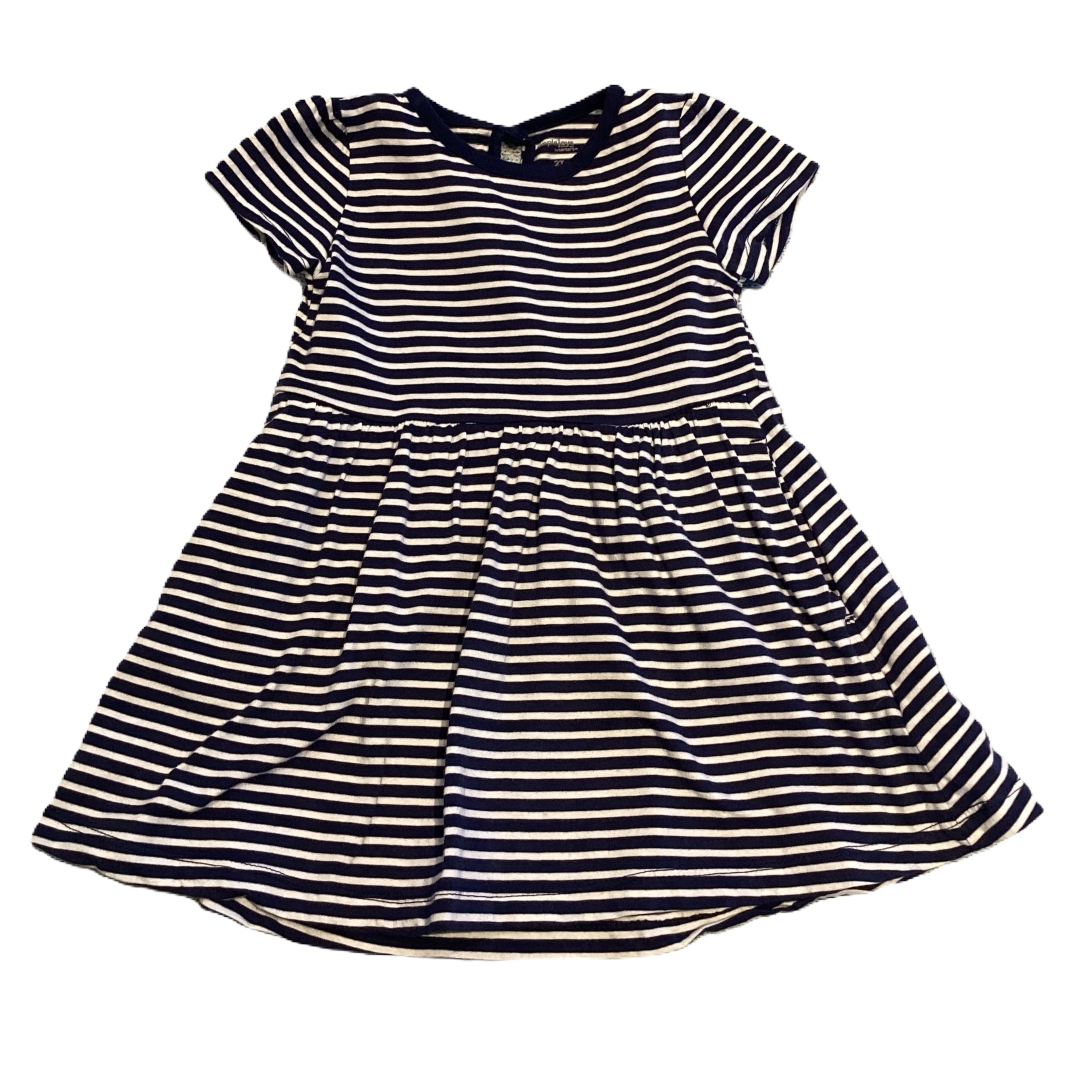 2T Girls Simple Joys Navy Blue Striped Dress