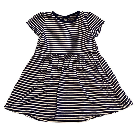2T Girls Simple Joys Navy Blue Striped Dress