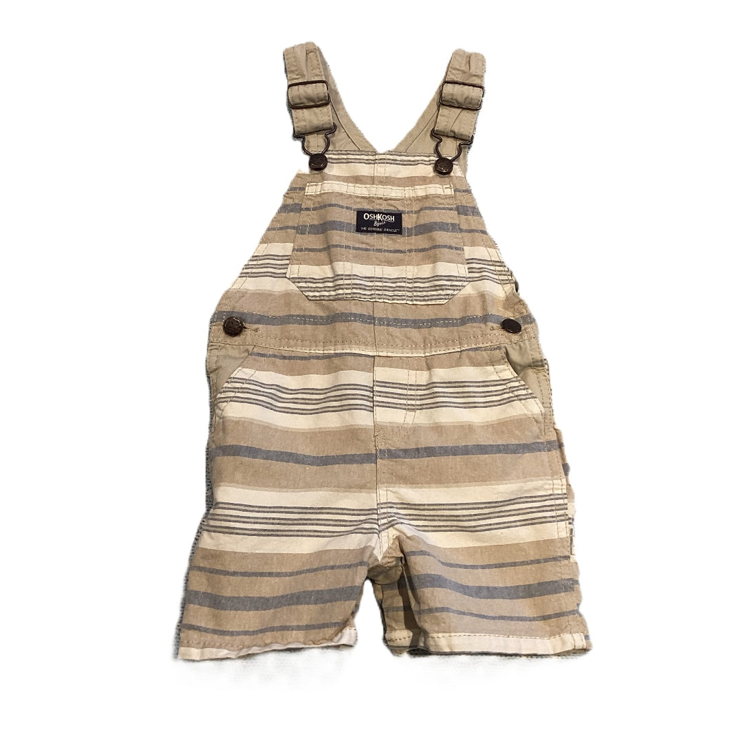 12-18 Boys Oshkosh Tan and Blue Striped Overalls