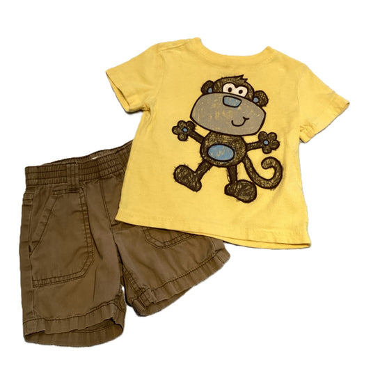 12-18 Boys Jumping Beans Yellow Monkey T-Shirt, Old Navy Khaki Shorts