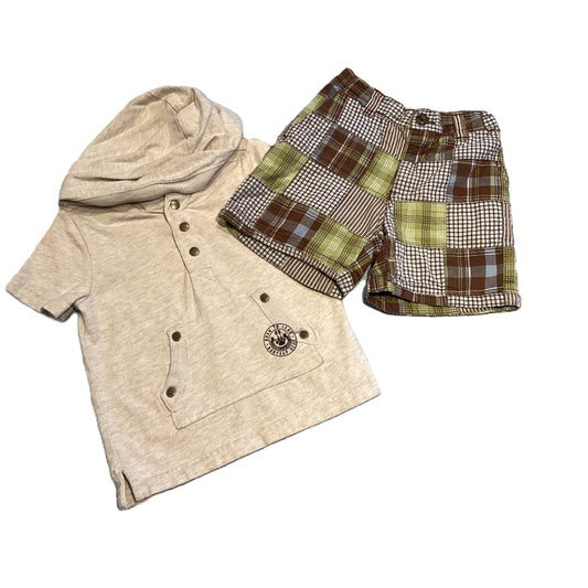 12-18 Boys Baby Gap Heayweight T-Shirt with Hood, Gymboree Plaid Shorts