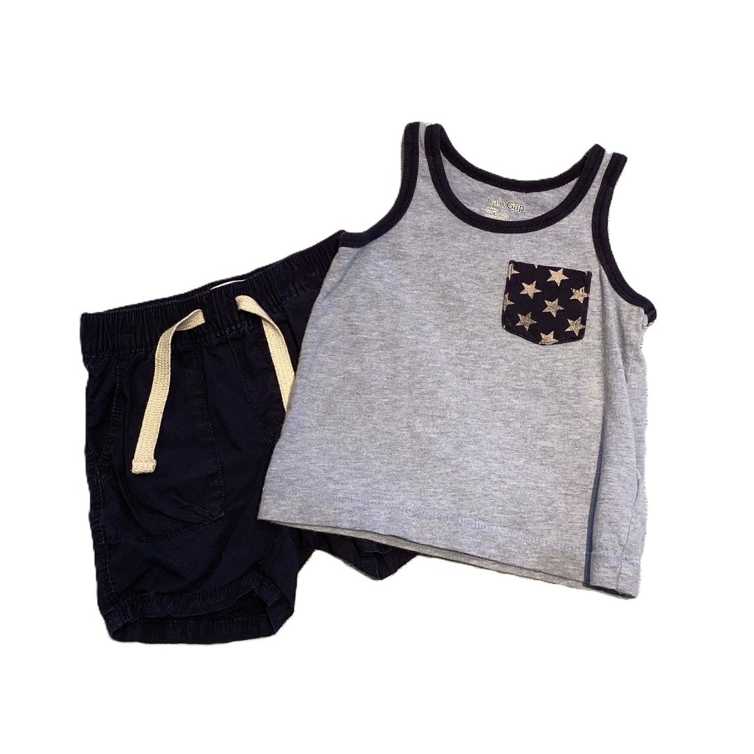 12-18 Boys Baby Gap Blue Star Pocket Tank Top, Old Navy Cargo Shorts