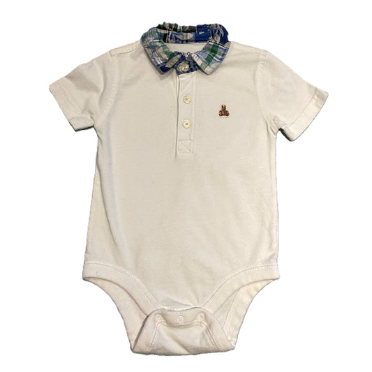 12-18 Boys Baby Gap White and Plaid Collared Onesie