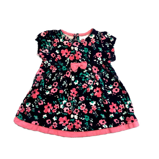 0-3 Girls Cherokee Navy Blue and Multi-Colored Floral Dress