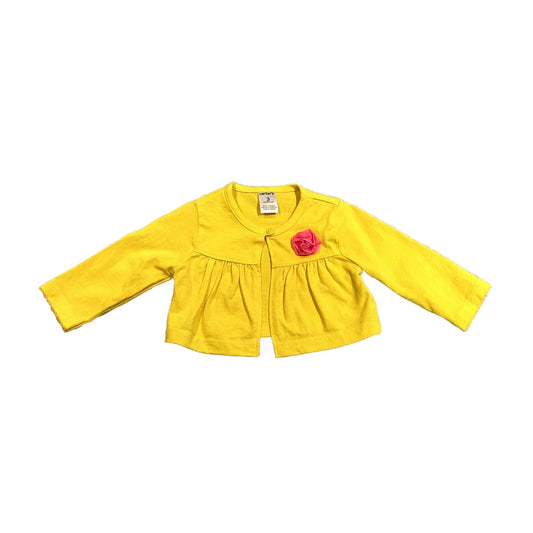 0-3 Girls Carter's Yellow Cardigan with 3D Pink Flower
