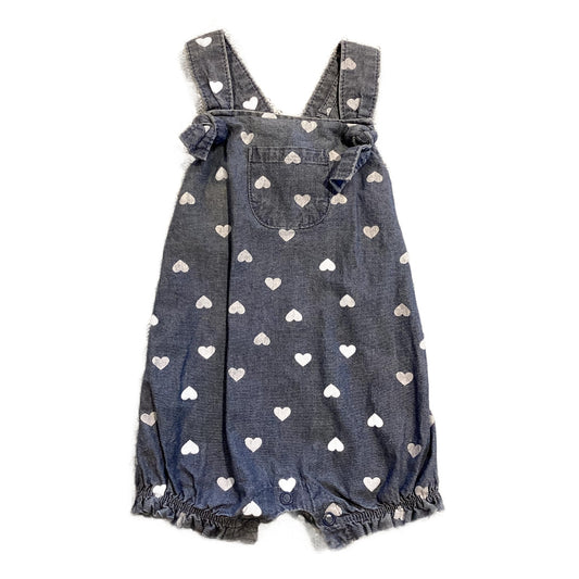 0-3 Girls Carter's Denim Overalls with White Hearts
