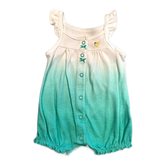 0-3 Girls Carter's White and Teal Ombre Tank Top Bubble Onesie