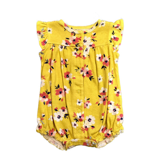 0-3 Girls Carter's Yellow Floral Bubble Onesie