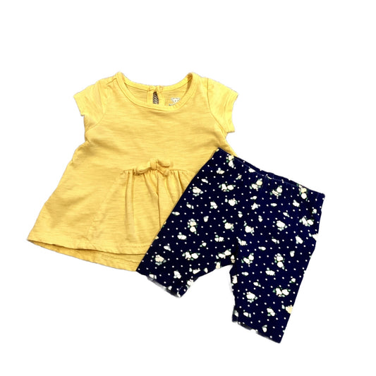 0-3 Girls Koala Kids Yellow Blouse, Koala Kids Blue Polka Dot and Flower Stretchy Shorts