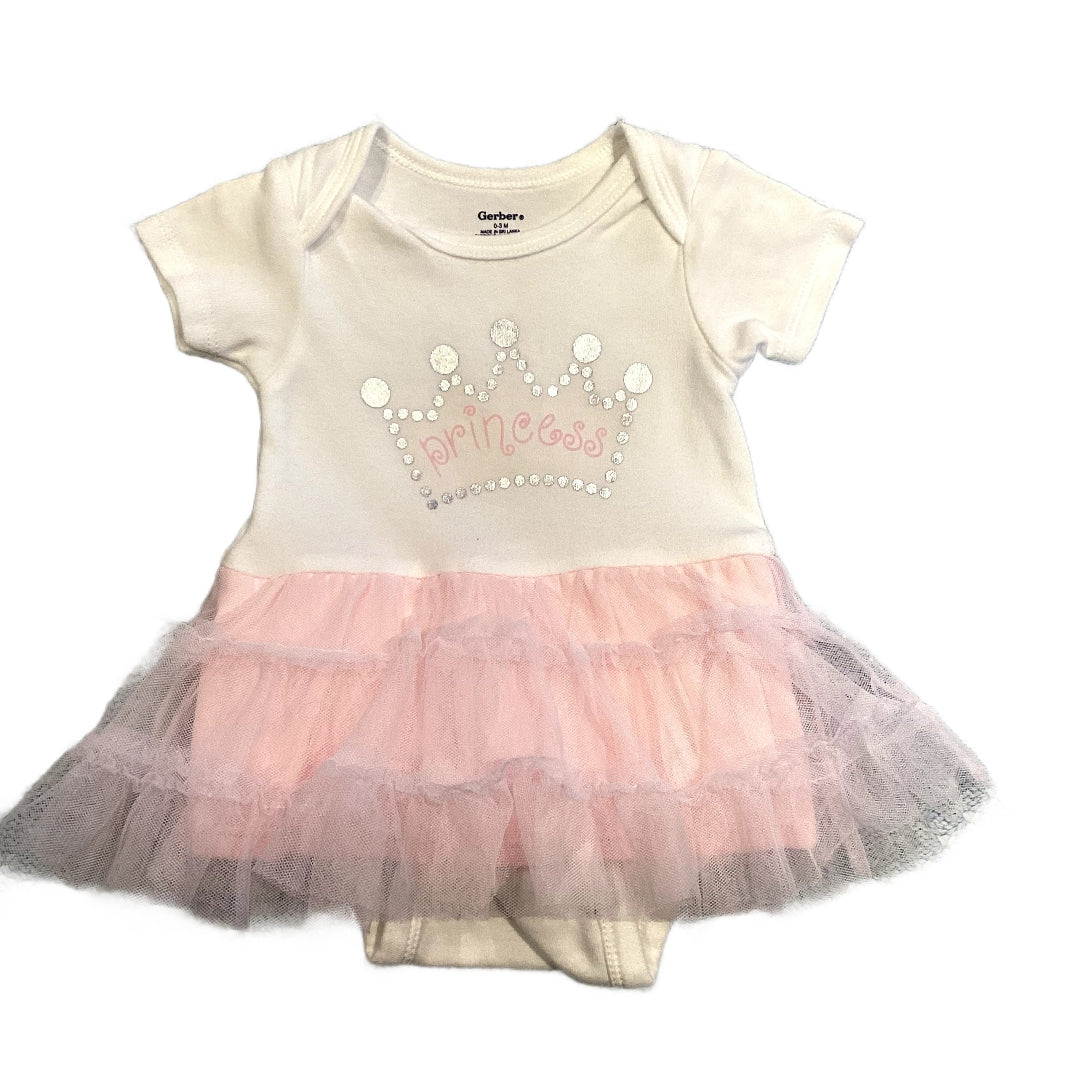 0-3 Girls Gerber Princess Short Sleeved Onesie with Tutu