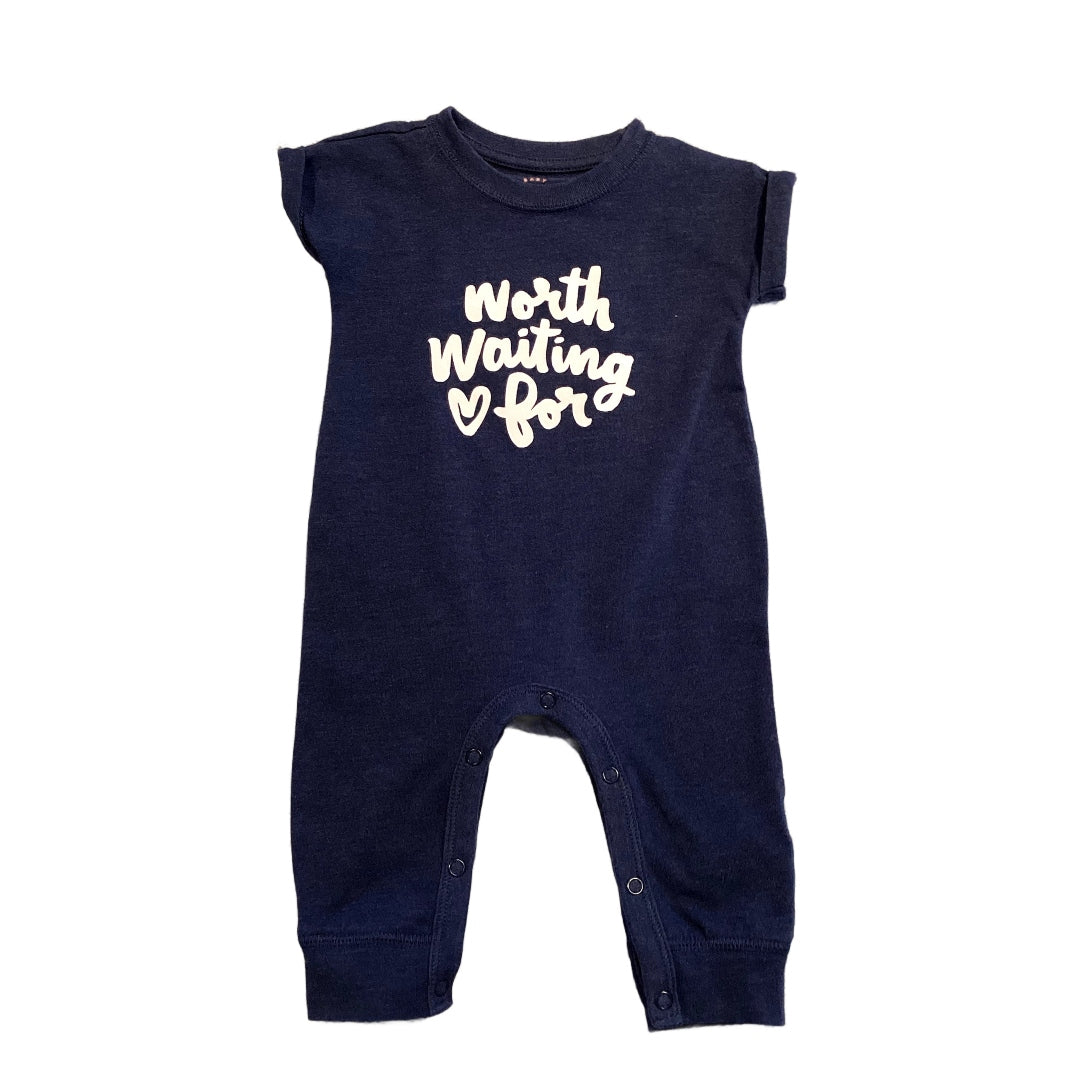 0-3 Girls Cat and Jack Worth Waiting For Navy Blue Romper