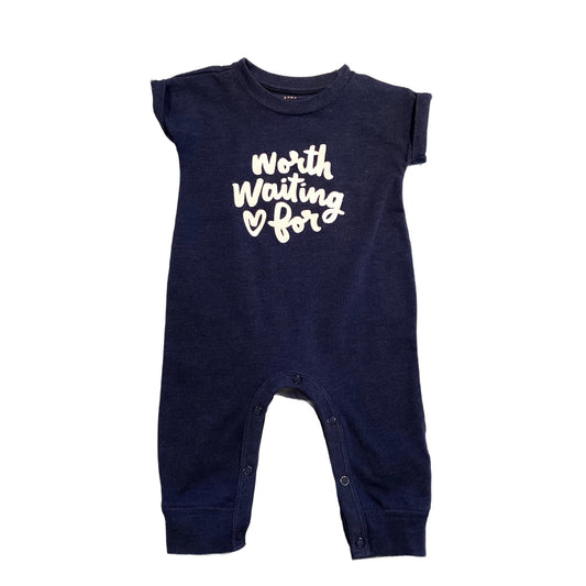 0-3 Girls Cat and Jack Worth Waiting For Navy Blue Romper