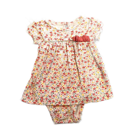 0-3 Girls Child of Mine Multi-Colored Floral Dress with Built-In Onesie