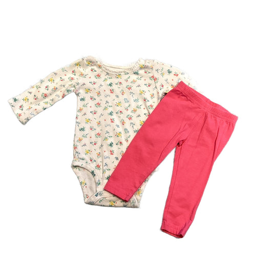 0-3 Girls Carter's Long Sleeved Floral Onesie, Carter's Pink Leggings