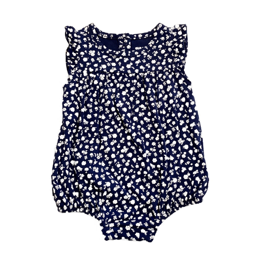0-3 Girls Old Navy Blue and White Floral Bubble Onesie