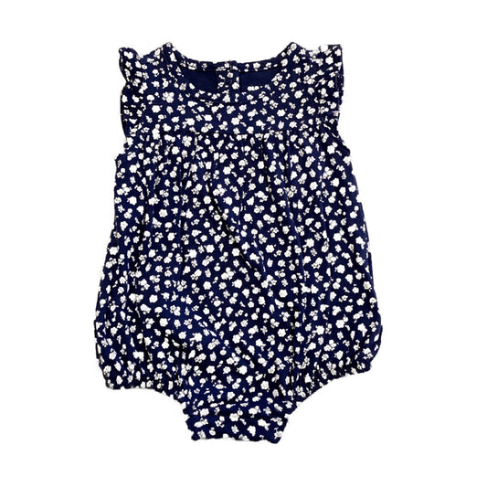 0-3 Girls Old Navy Blue and White Floral Bubble Onesie