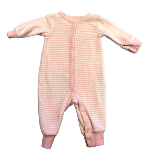 0-3 Girls Carter's Pink and White Striped Terry Cloth Sleeper