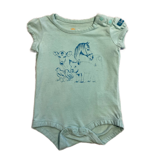 0-3 Girls Carhartt Teal and Blue Animal Onesie