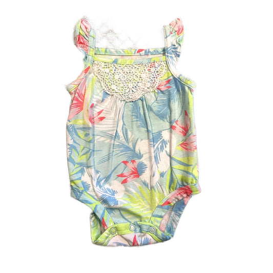 0-3 Girls Carter's Tropical Floral Tank Top One Piece with Lace Detail