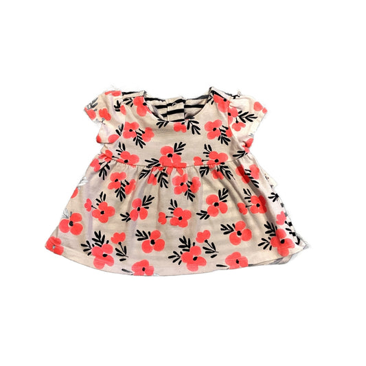0-3 Girls Gymboree Neon Pink and Black Dress with Floral Pattern