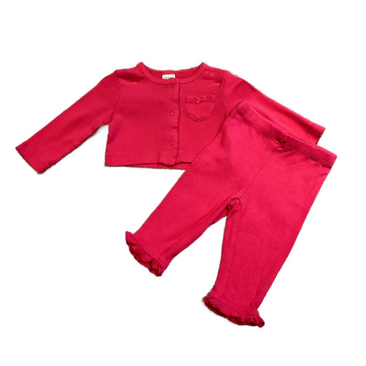 0-3 Girls Carter's Hot Pink Cropped Cardigan with Matching Ruffled Leggings