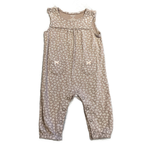 0-3 Girls Carter's Gray and White Patterned Romper with Baby Pink Bows