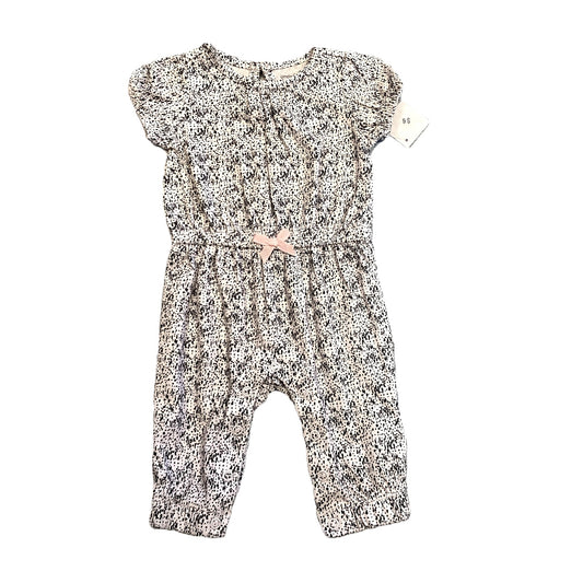0-3 Girls Simple Joys White and Black Patterned Romper