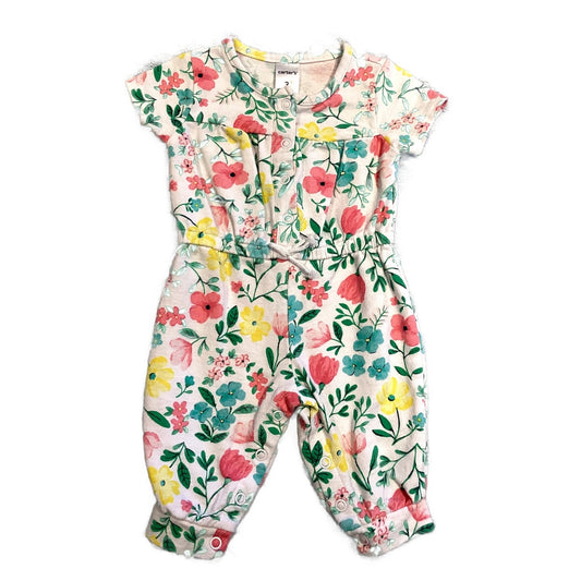 0-3 Girls Carter's White Floral Romper