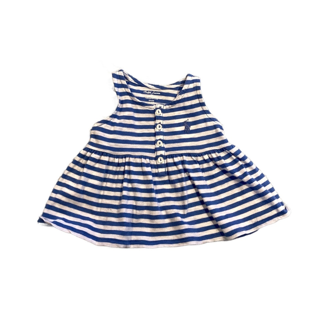 0-3 Girls Ralph Lauren Blue and White Striped Tank Top