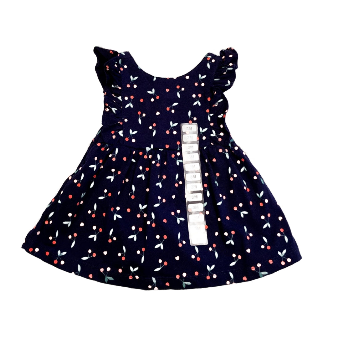 0-3 Girls NWT Carter's Navy Blue Cherry Dress
