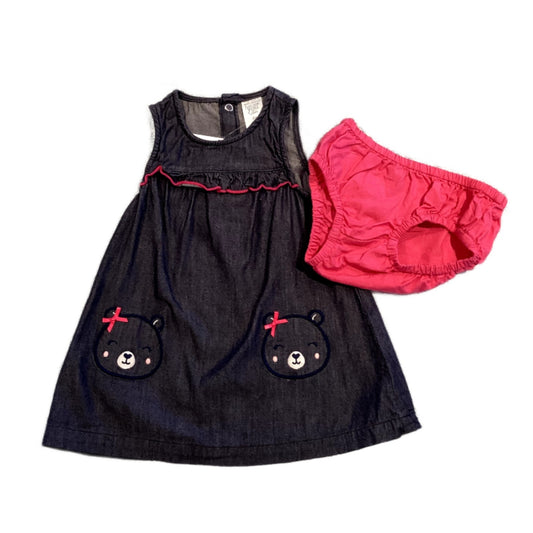 3-6 Girls Just One You Denim Dress with Bear Details, Gymboree Hot Pink Bloomers