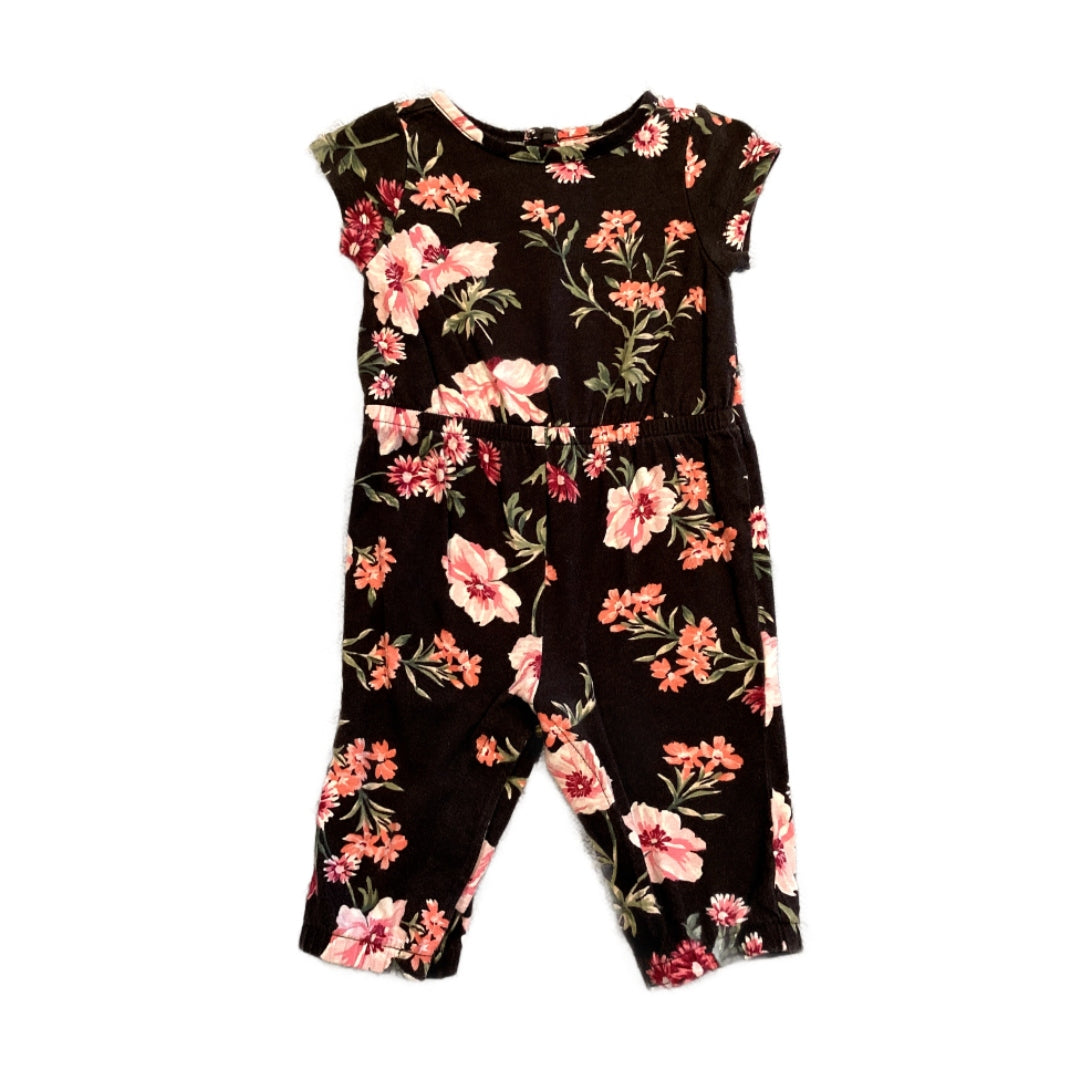 3-6 Girls Old Navy Dark Gray Floral Printed Romper