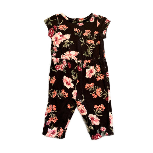 3-6 Girls Old Navy Dark Gray Floral Printed Romper