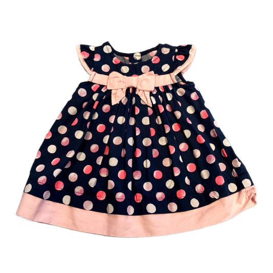 3-6 Girls Gymboree Navy and Pink Formal Polka Dot Dress