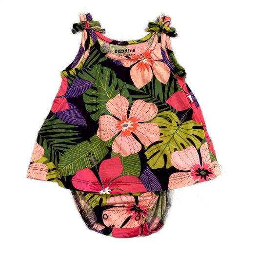3-6 Girls Bundles Multi-Colored Floral Pattern Tank with Built-In Onesie