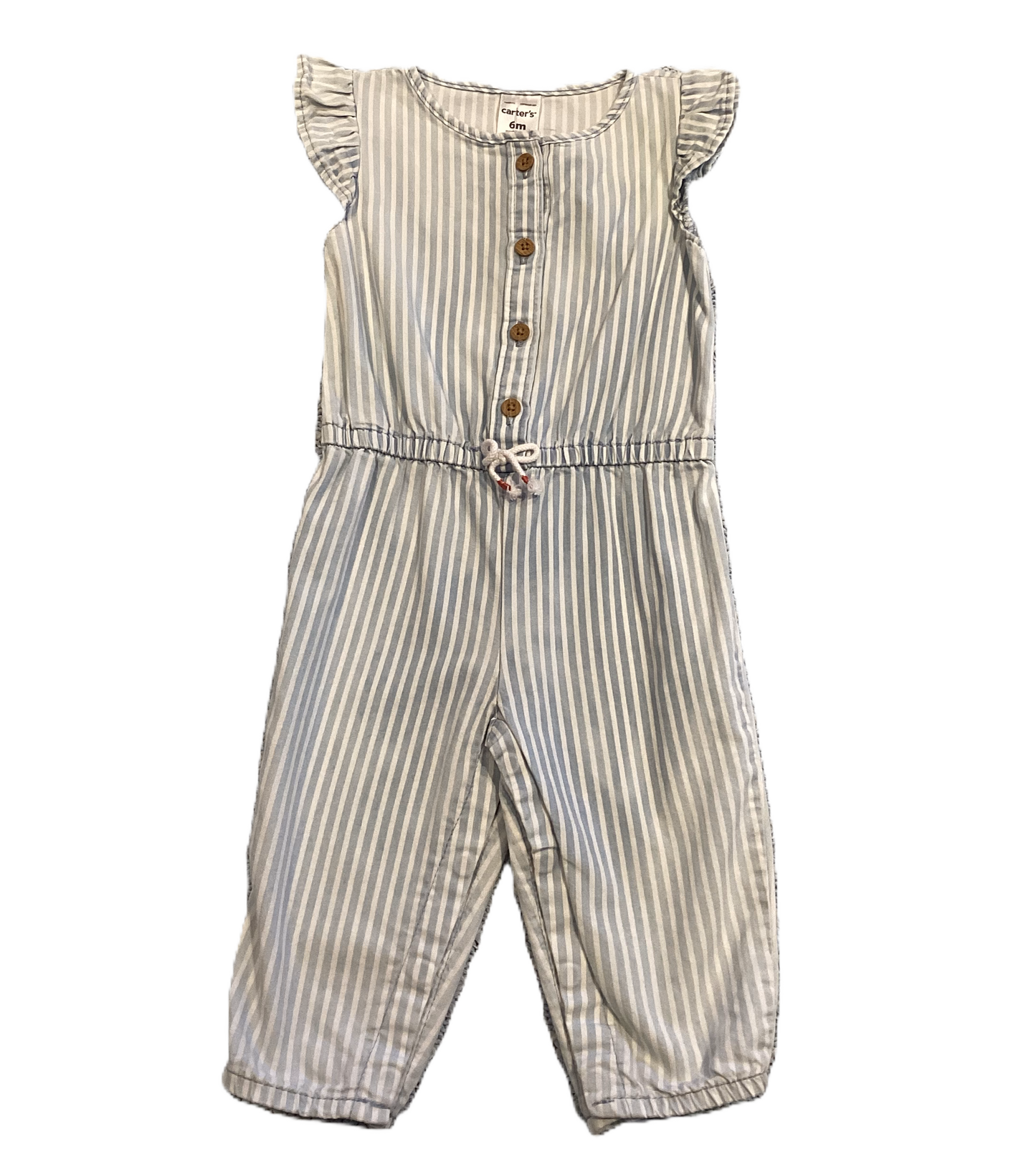 3-6 Girls Carter's Blue and White Ruffled Romper