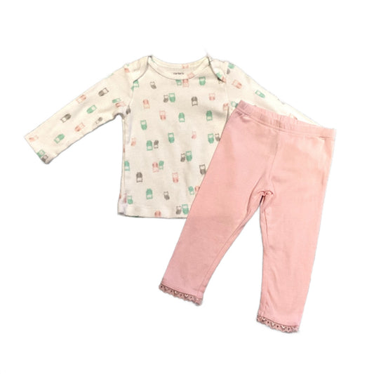 3-6 Girls Carter's Owl Long Sleeved Shirt, Pink Carter's Leggings