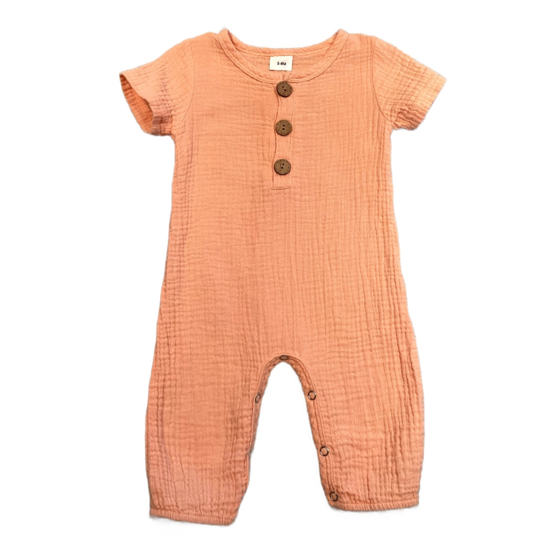 3-6 Girls Light Orange Short Sleeved Jump Suit