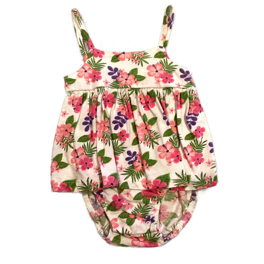 3-6 Girls Bundles White Multi-Colored Tropical Built-In Onesie