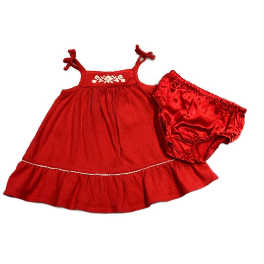 3-6 Girls Baby Gap Red and White Sundress, Satin Bloomers