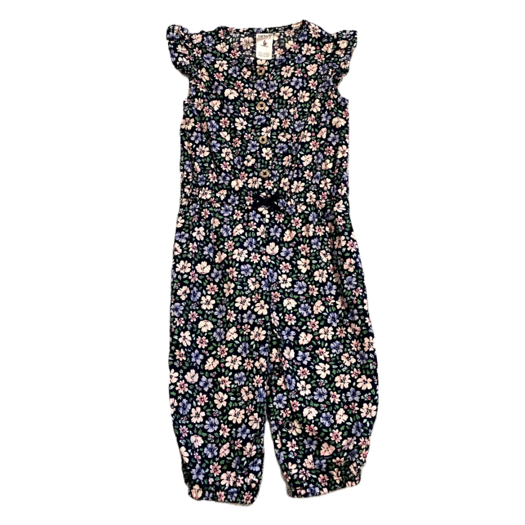 3-6 Girls Carter's Navy Blue Multi-Colored Floral Romper