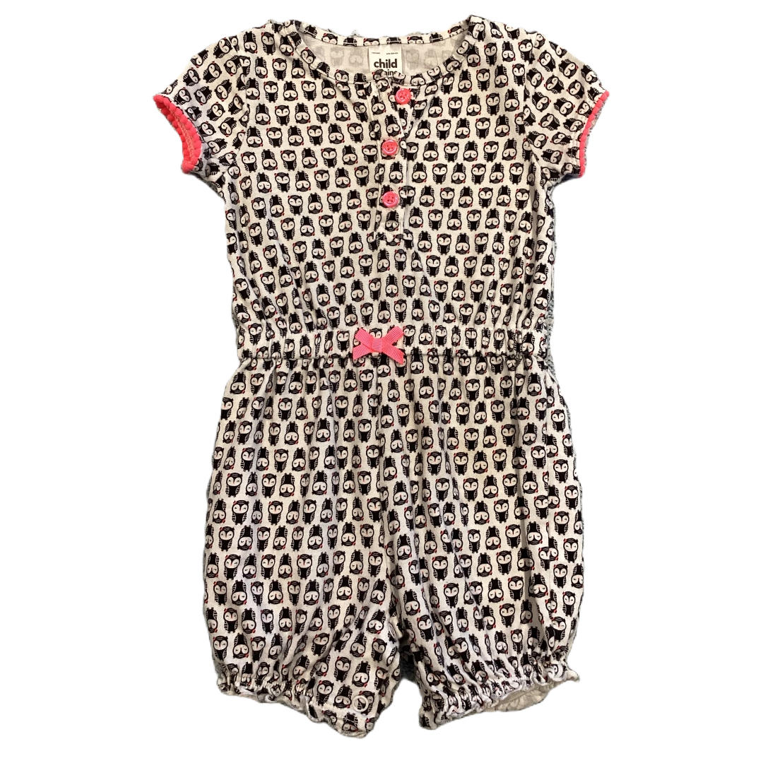 3-6 Girls Child of Mine White Owl Romper with Pink Detail