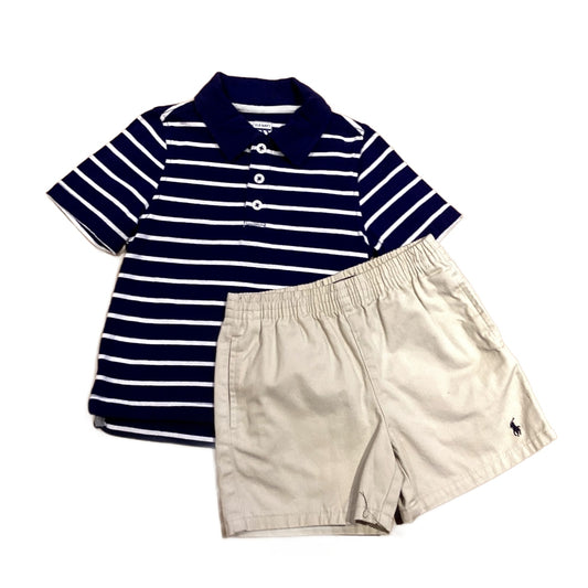 3T Boys Old Navy Blue/White Polo, Polo Khaki Shorts