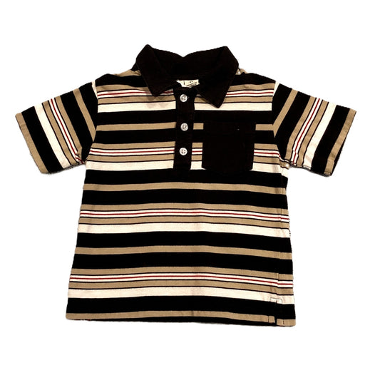 3T Boys Hooray by Cynthia Rowley Black/Khaki Striped Polo