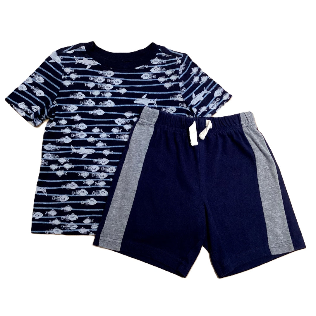 3T Boys Old Navy Navy Blue w/ Fish Tshirt, Place Sport Shorts