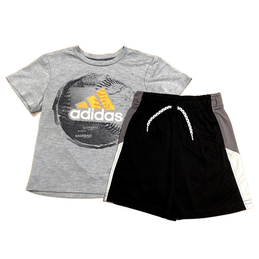 3T Boys Adidas Gray/Orange Tshirt, Jumping Beans Sports Shorts
