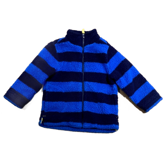 3T Boys Old Navy Navy/Royal Striped Sherpa Lined Fluffy Jacket