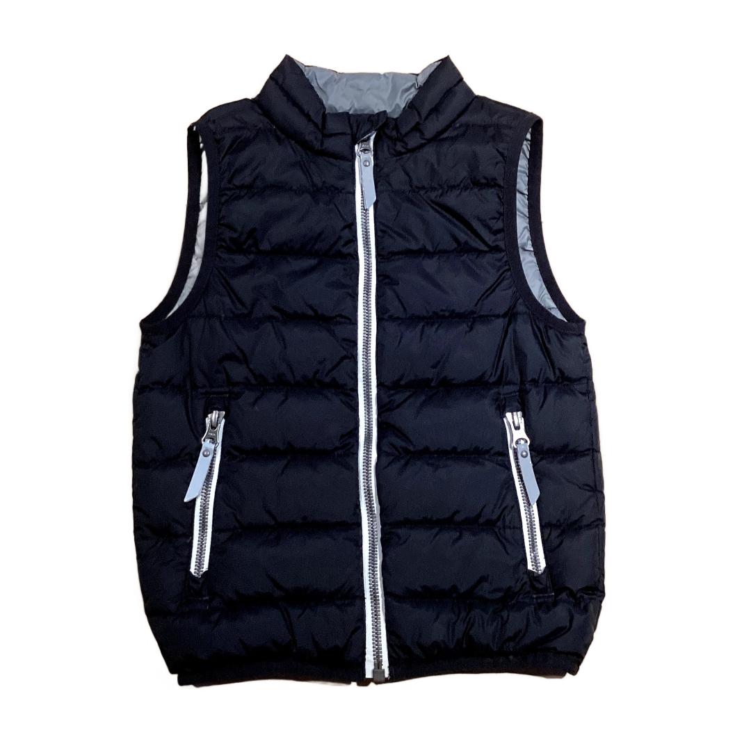 3T Boys Hanna Andersson Black/Gray/White Lightweight Puffer Vest